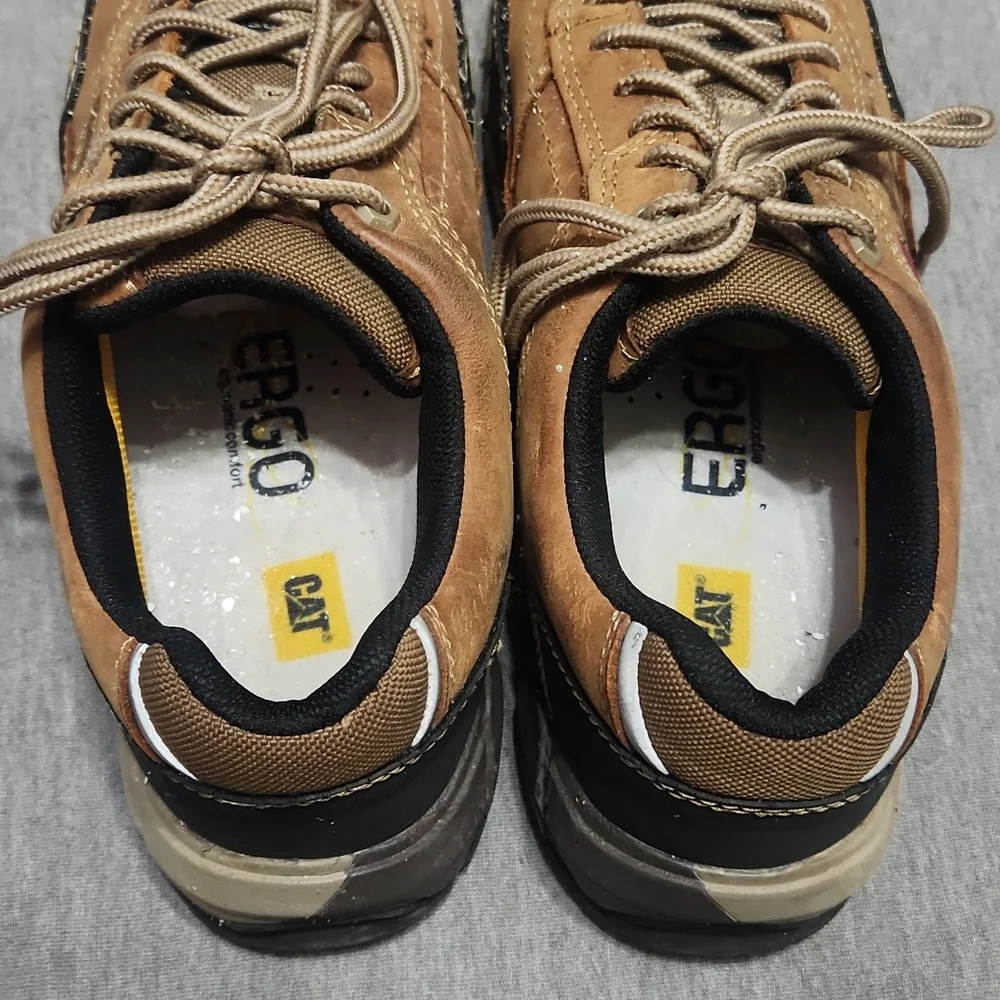 CATERPILLAR Men's Brown Leather Composite Toe Work Shoes Sneakers Low-Top Boots - Picture 11 of 17